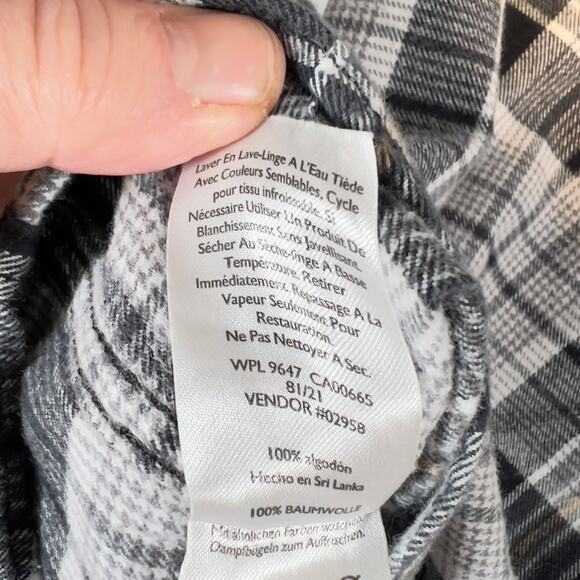 Eddie Bauer Button Shirt Men XL Classic Fit Flannel Black White Plaid 100 Cotton - Picture 14 of 15